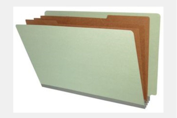25 Pt. Pressboard Classification Folders, End Tab, Legal, 3 Dividers, Fasteners Pos. 1 & 3 (Box of 10)
